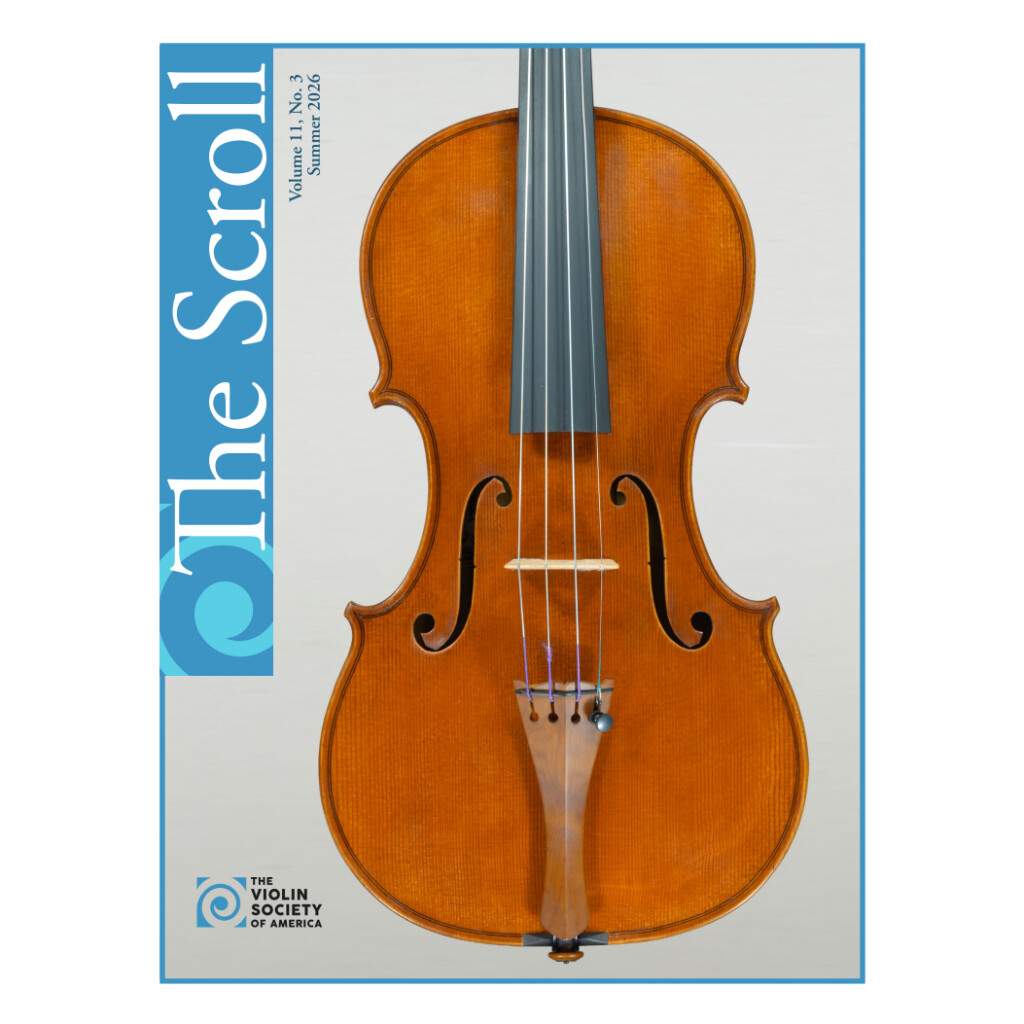 Cover of "The Scroll" magazine featuring a close-up of a violin.